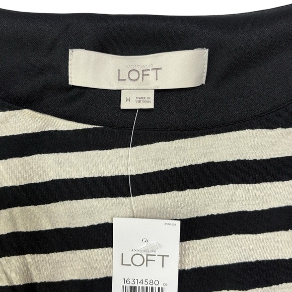 Ann Taylor LOFT Striped Sleeveless Dress Size M Pleated Waist Knee Length NEW - Picture 7 of 10